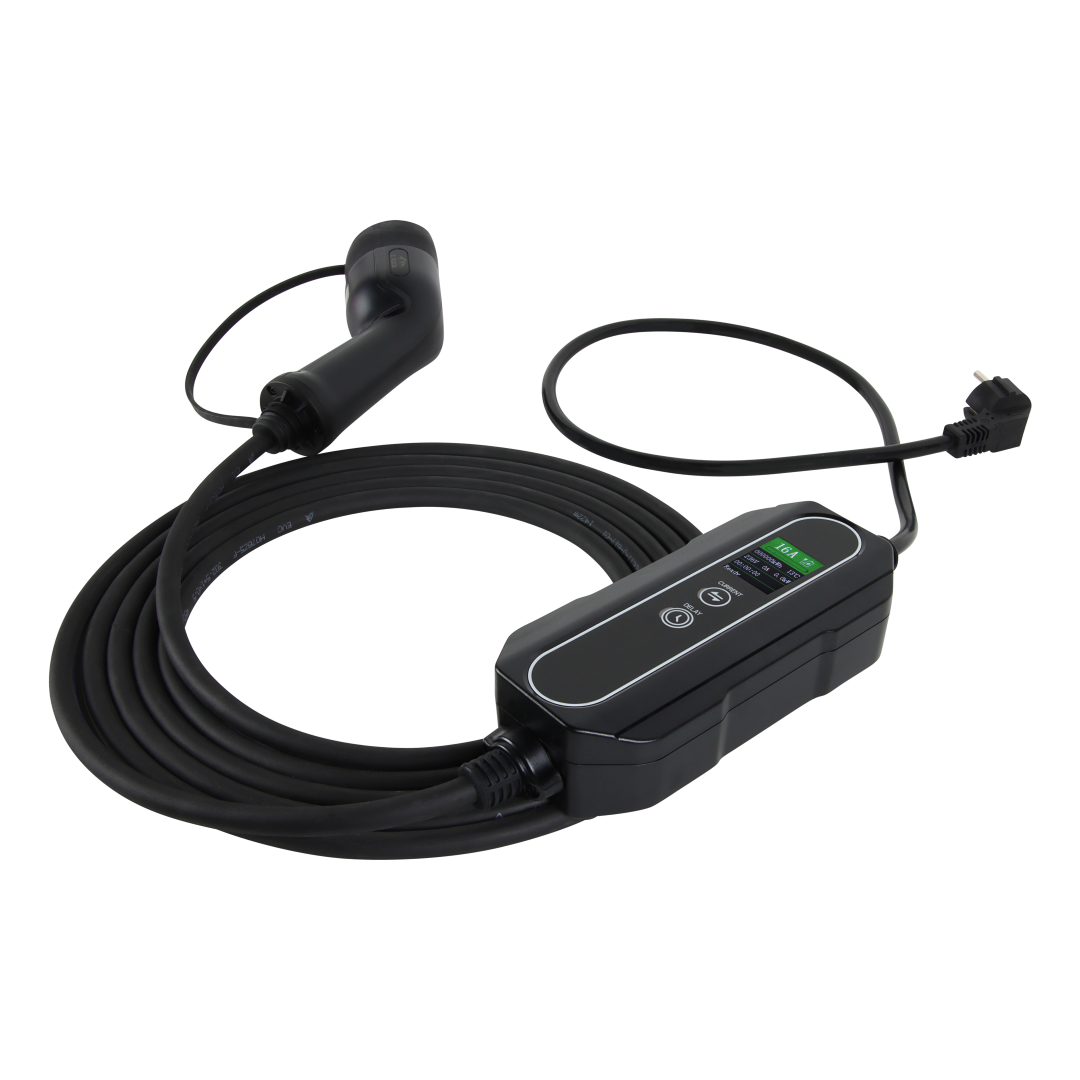 Mobile Charger Citroen e-C4 - with LCD Type 2 to Schuko - Delayed charging and Memory function